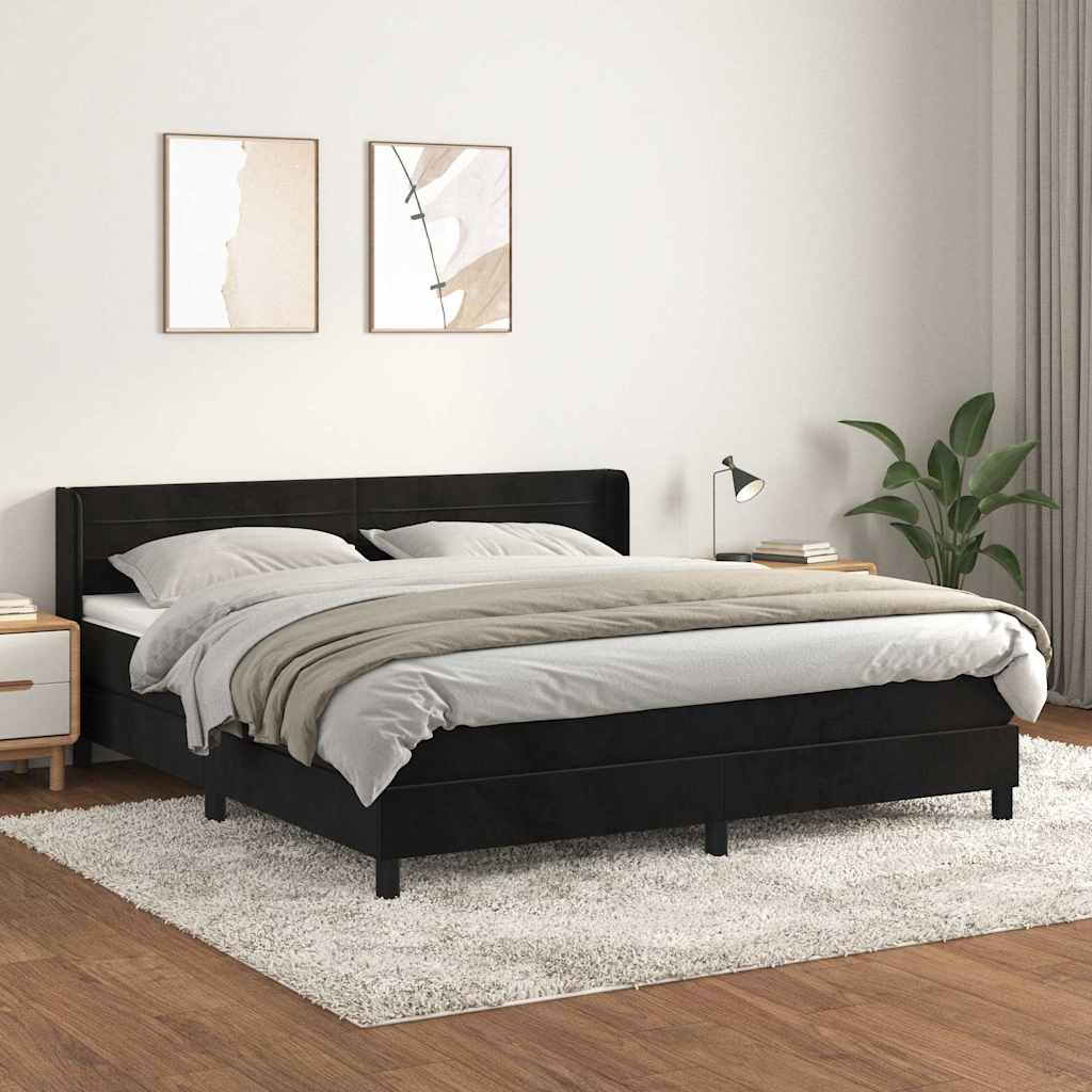 Sommier à lattes de lit avec matelas Noir 180x200 cm Velours - XIOS