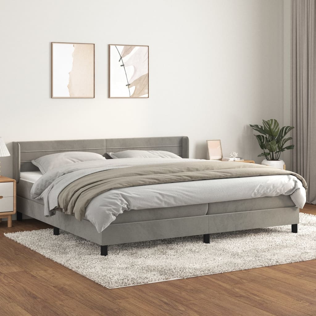 Sommier à lattes de lit et matelas Gris clair 200x200cm Velours - XIOS