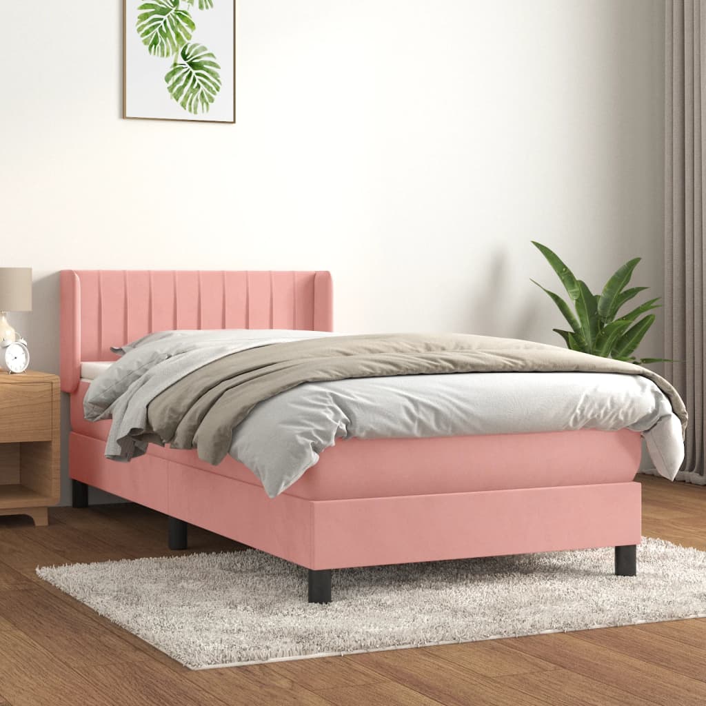 Sommier à lattes de lit avec matelas Rose 90x190 cm Velours - XIOS