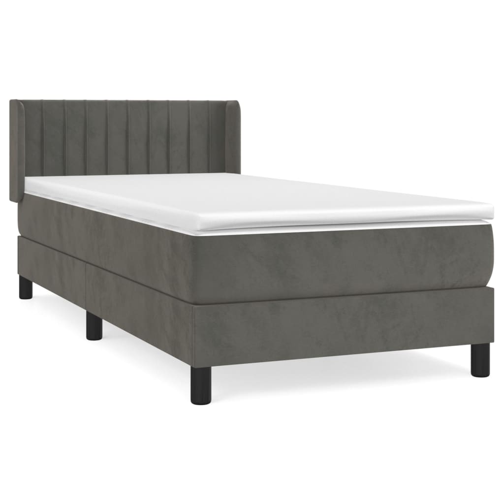 Sommier à lattes de lit et matelas Gris foncé 90x200 cm Velours - XIOS