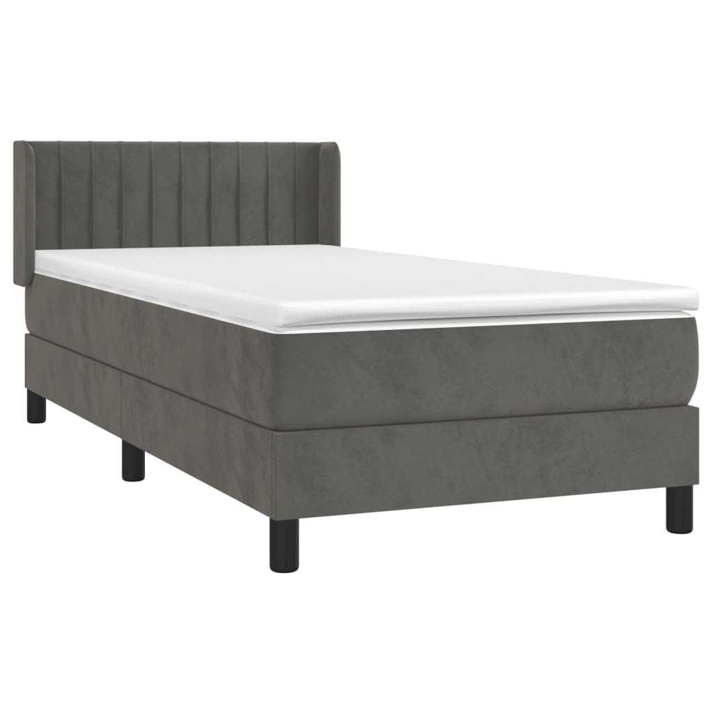 Sommier à lattes de lit et matelas Gris foncé 90x200 cm Velours - XIOS