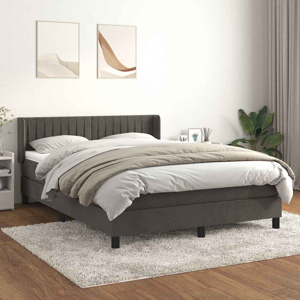 Sommier à lattes de lit et matelas Gris foncé 140x190cm Velours - XIOS