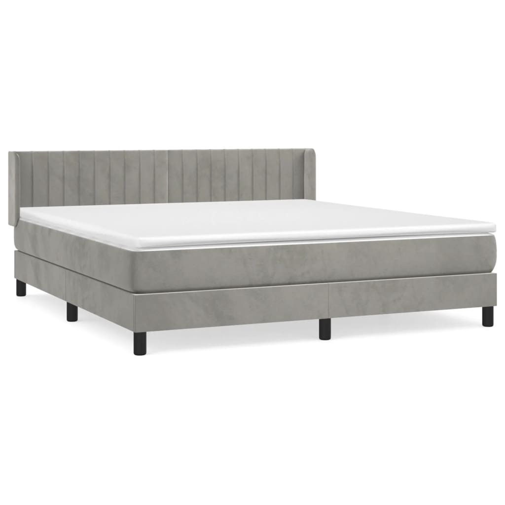 Sommier à lattes de lit et matelas Gris clair 160x200cm Velours - XIOS