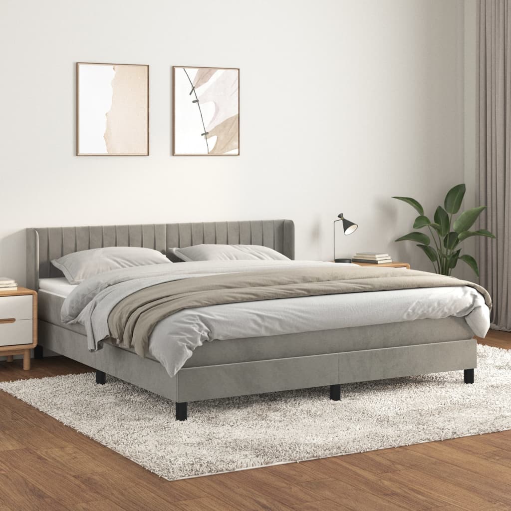 Sommier à lattes de lit et matelas Gris clair 160x200cm Velours - XIOS
