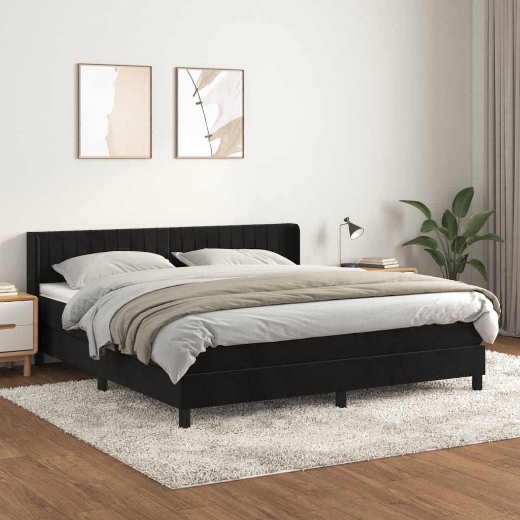 Sommier à lattes de lit et matelas Noir 160x200 cm Velours - XIOS