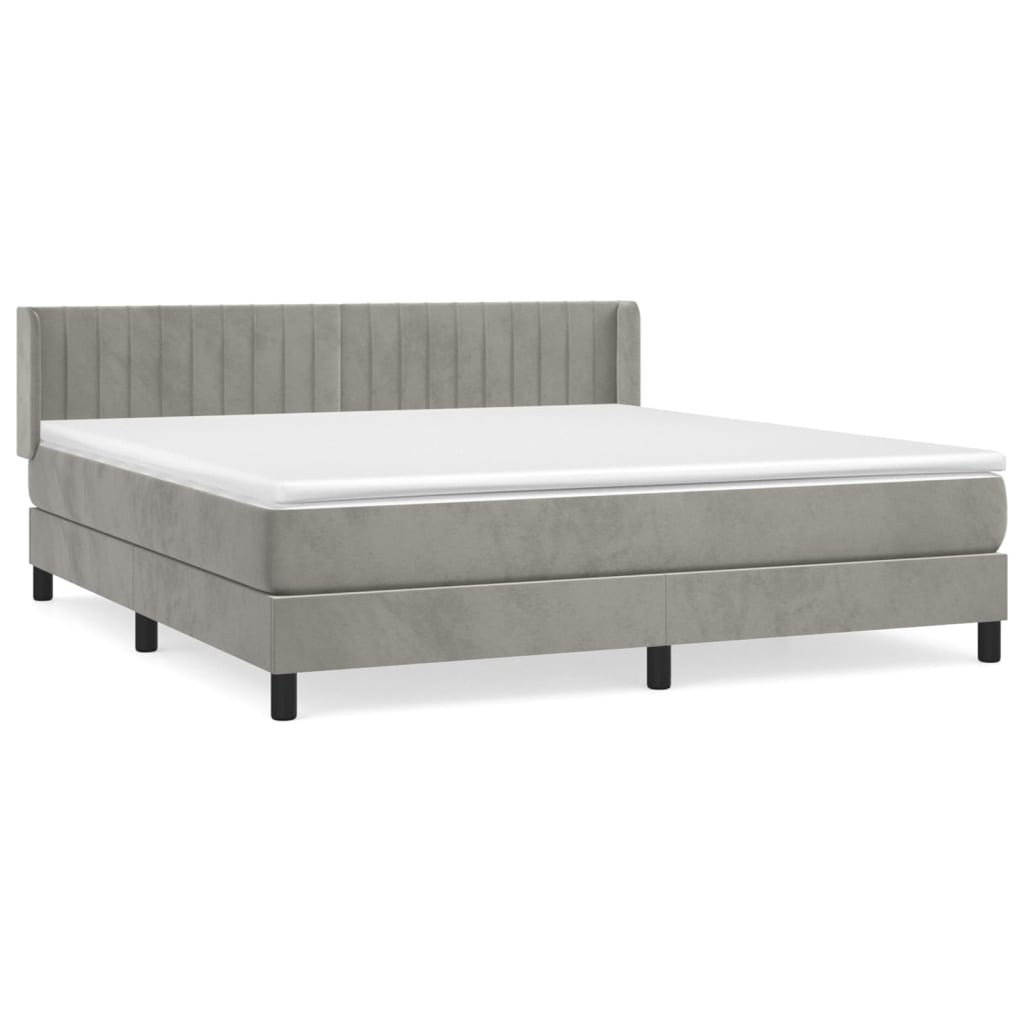 Sommier à lattes de lit et matelas Gris clair 180x200cm Velours - XIOS