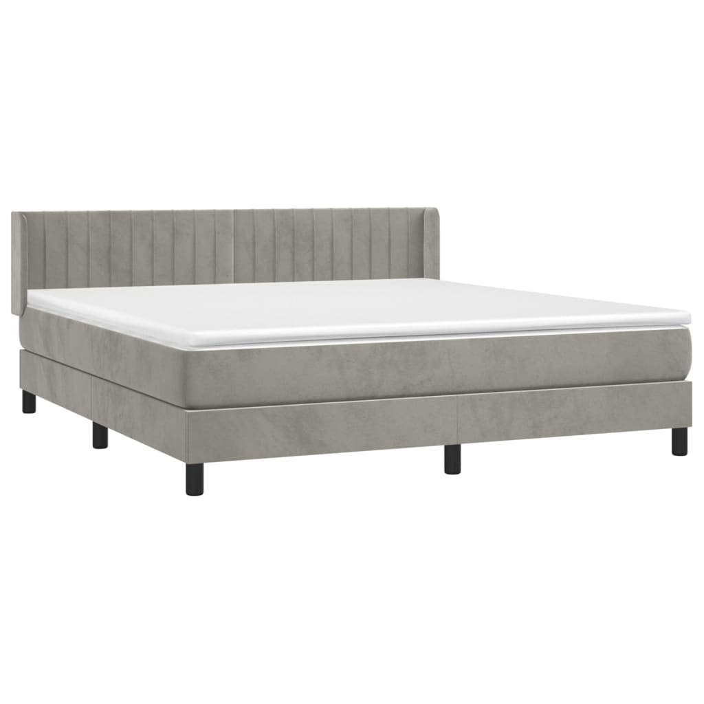 Sommier à lattes de lit et matelas Gris clair 180x200cm Velours - XIOS