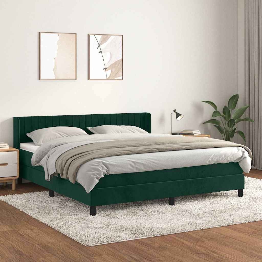 Sommier à lattes de lit et matelas Vert foncé 180x200cm Velours