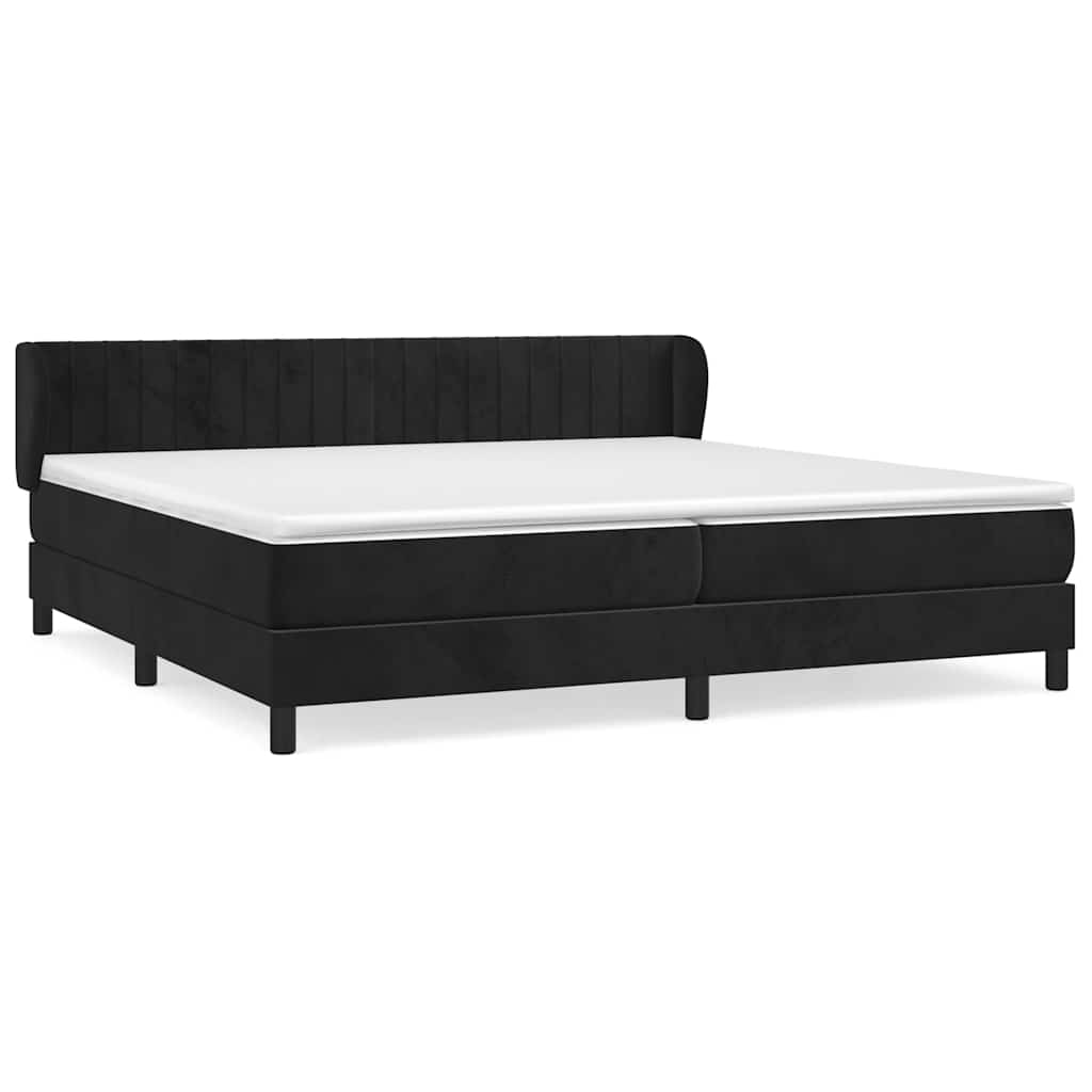 Sommier à lattes de lit et matelas Noir 200x200 cm Velours - XIOS