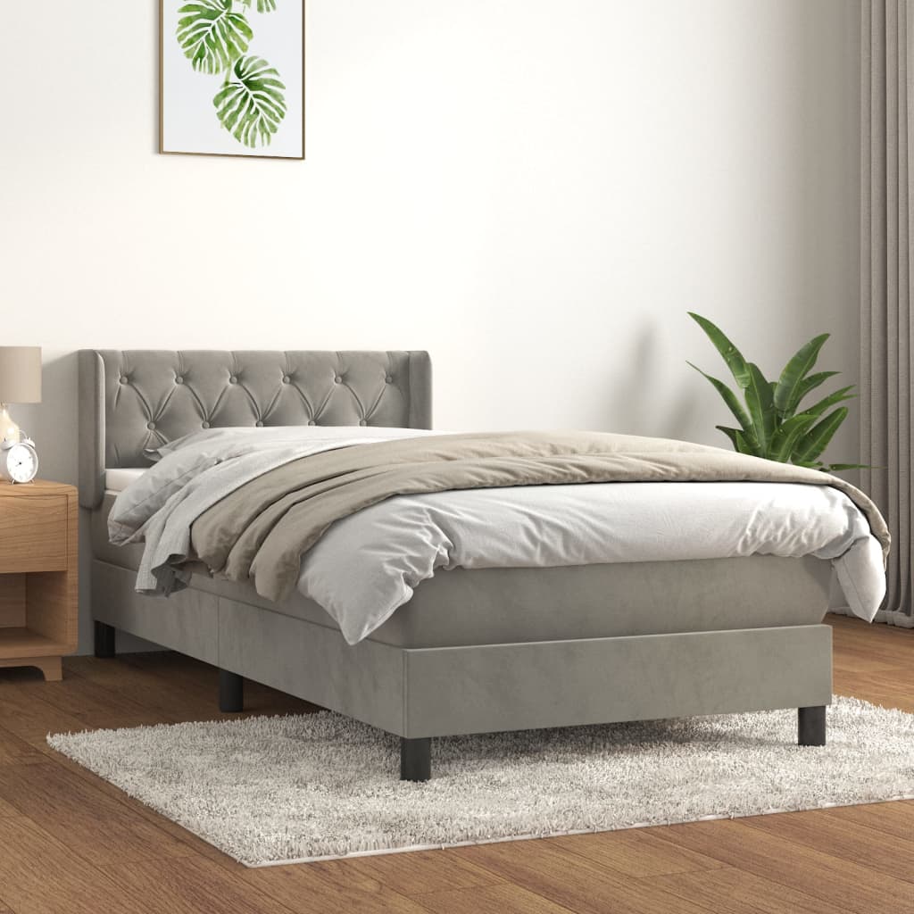 Sommier à lattes de lit et matelas Gris clair 80x200 cm Velours - XIOS