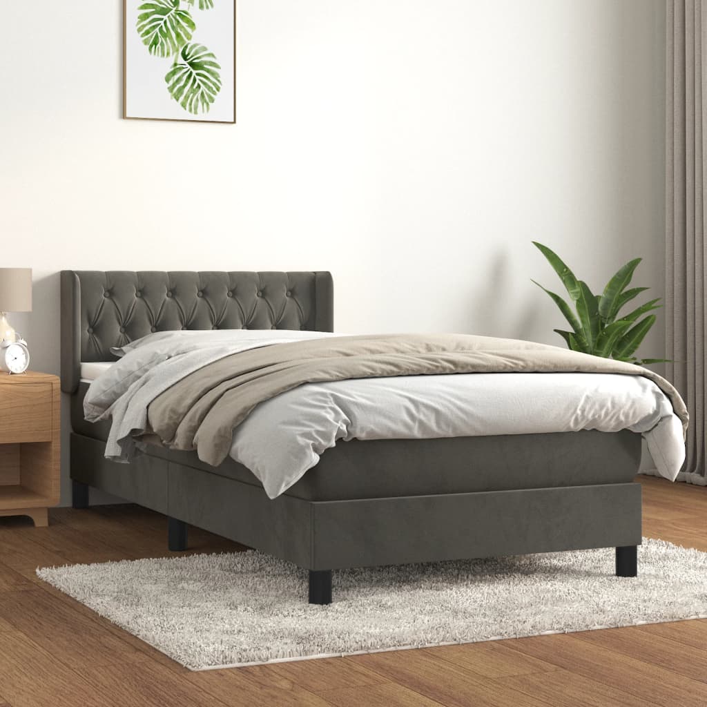Sommier à lattes de lit et matelas Gris foncé 90x190 cm Velours - XIOS
