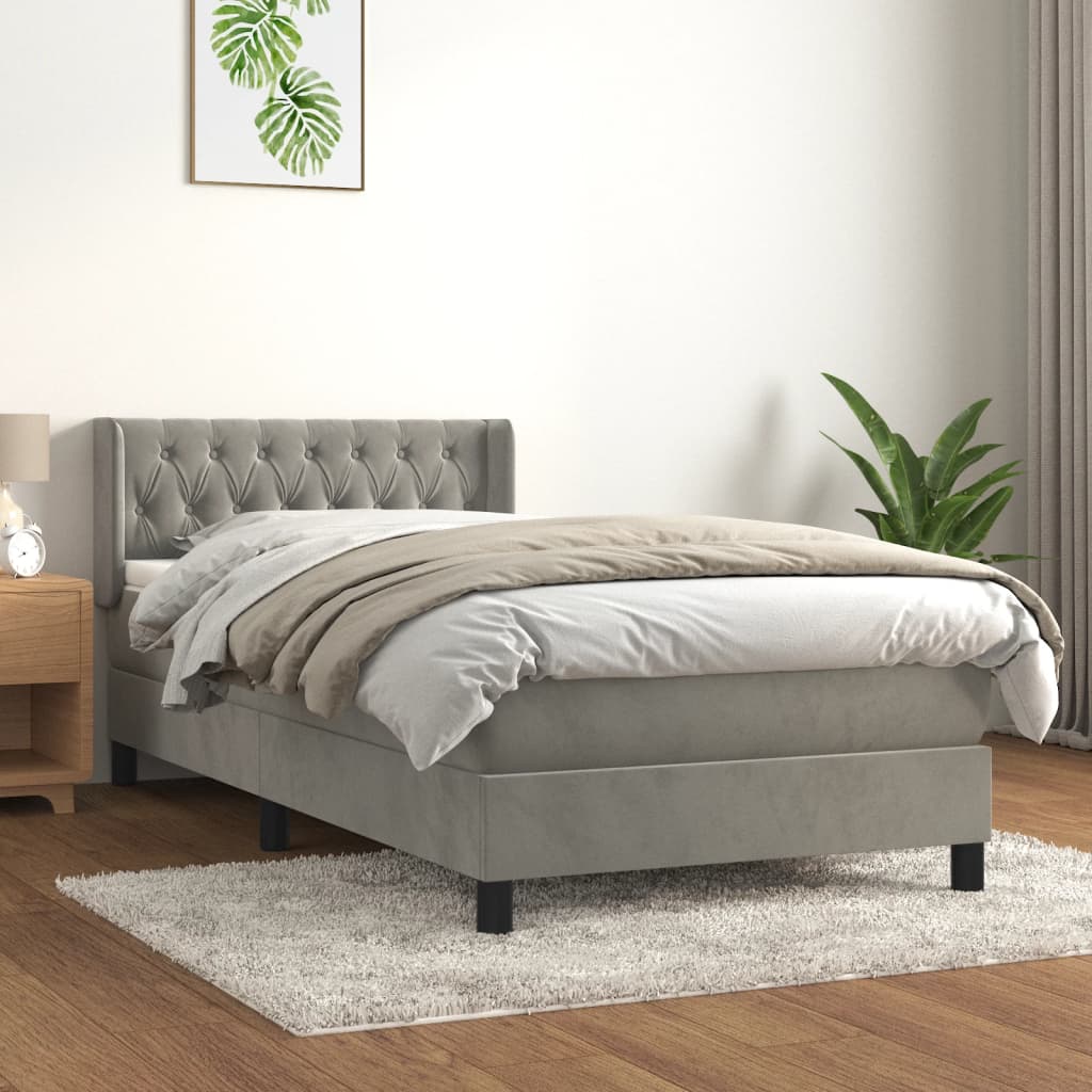 Sommier à lattes de lit et matelas Gris clair 90x200 cm Velours - XIOS