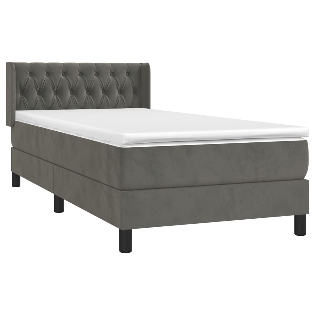 Sommier à lattes de lit et matelas Gris foncé 90x200 cm Velours - XIOS