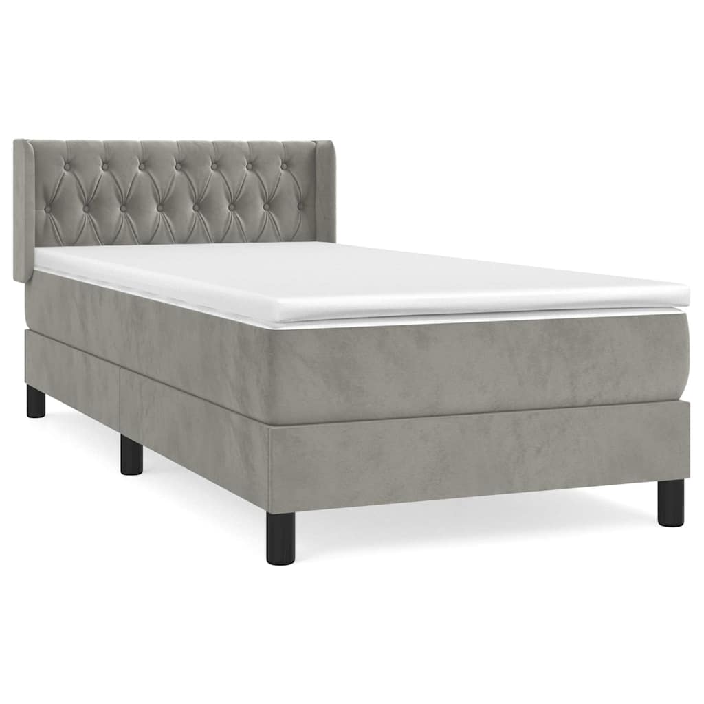 Sommier à lattes de lit et matelas Gris clair 100x200cm Velours