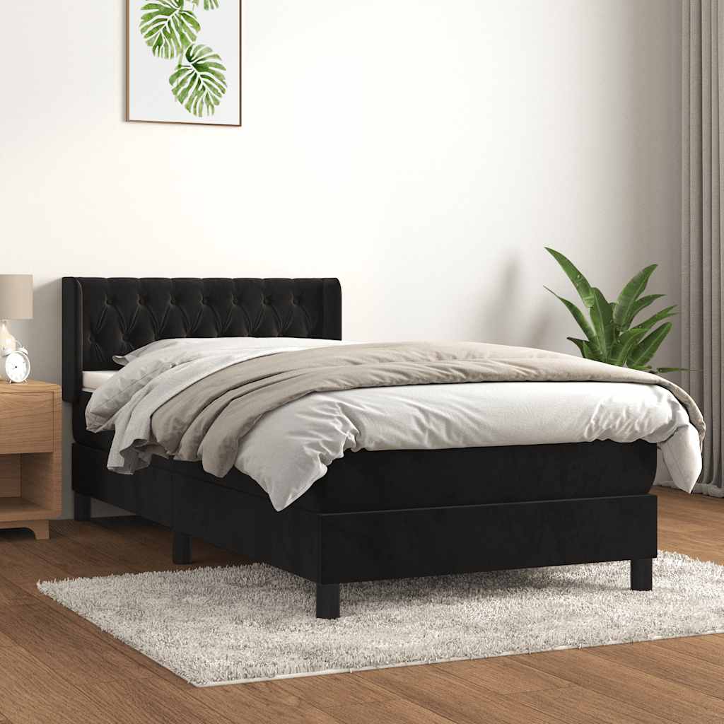 Sommier à lattes de lit avec matelas Noir 100x200 cm Velours - XIOS