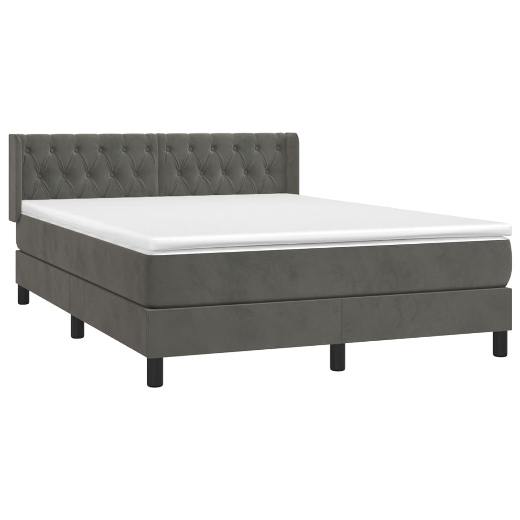 Sommier à lattes de lit et matelas Gris foncé 140x190cm Velours - XIOS