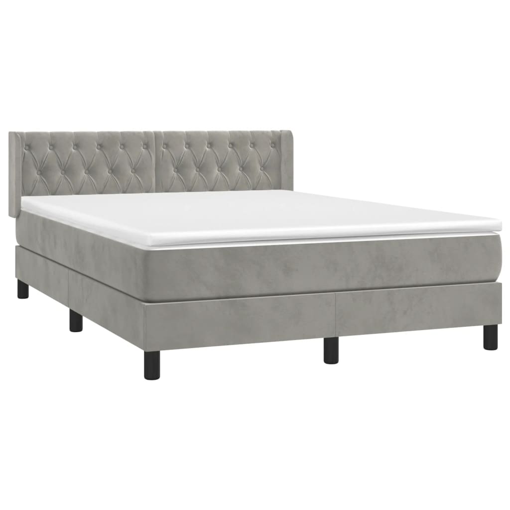 Sommier à lattes de lit et matelas Gris clair 140x200cm Velours - XIOS