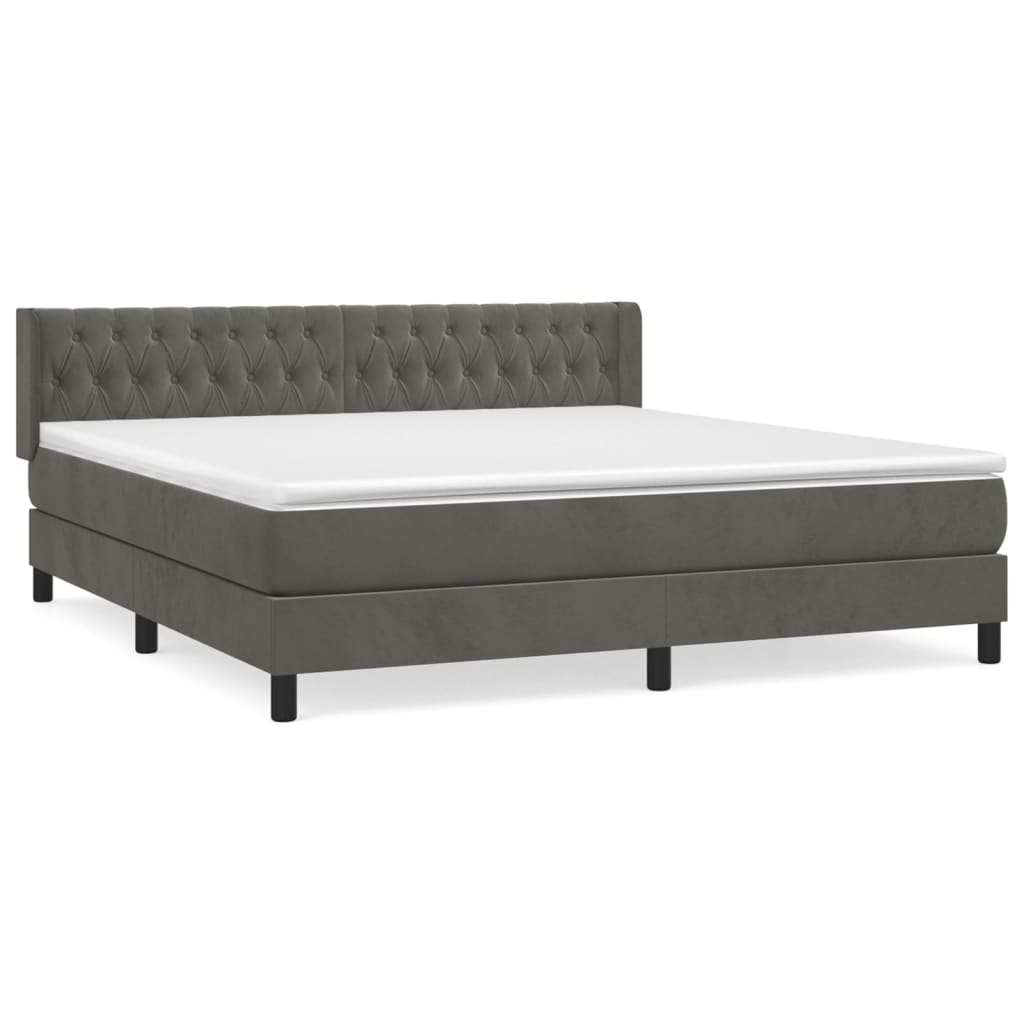 Sommier à lattes de lit et matelas Gris foncé 160x200cm Velours - XIOS