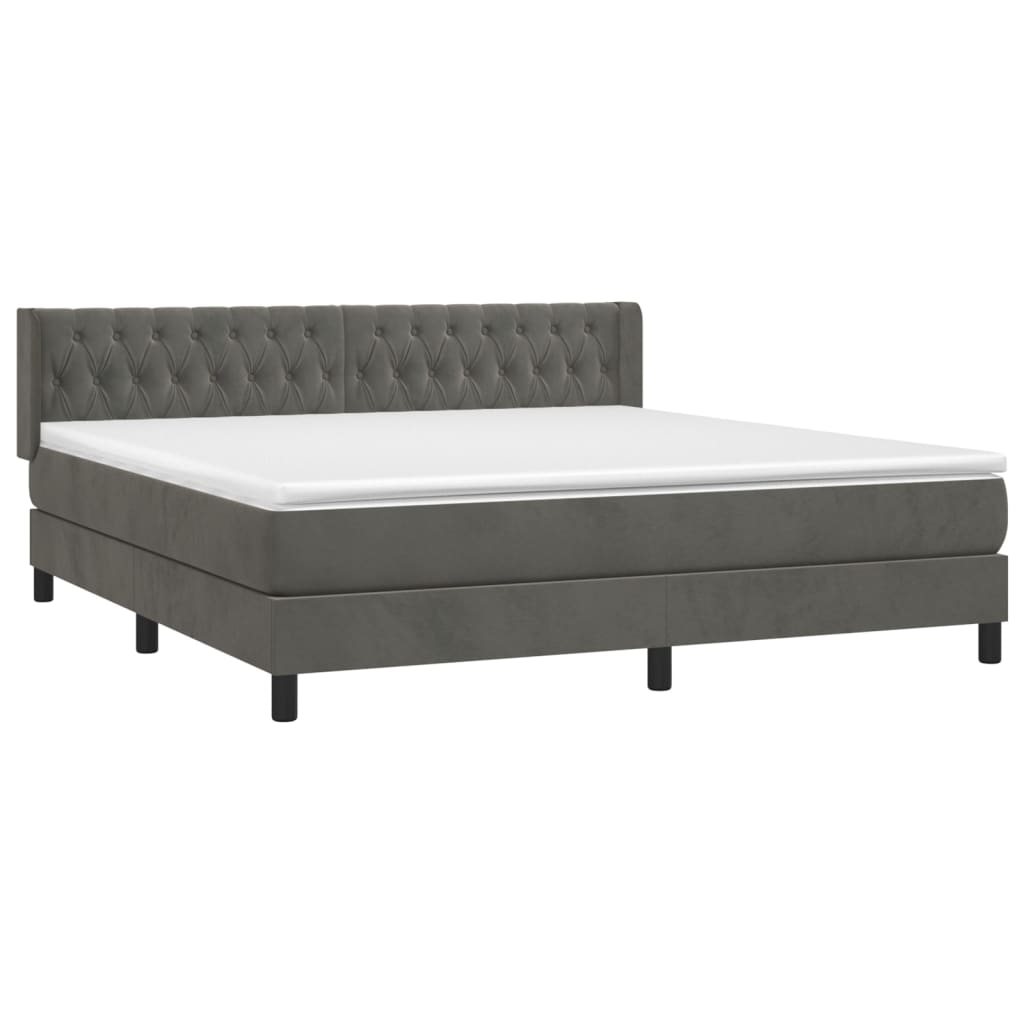 Sommier à lattes de lit et matelas Gris foncé 160x200cm Velours - XIOS