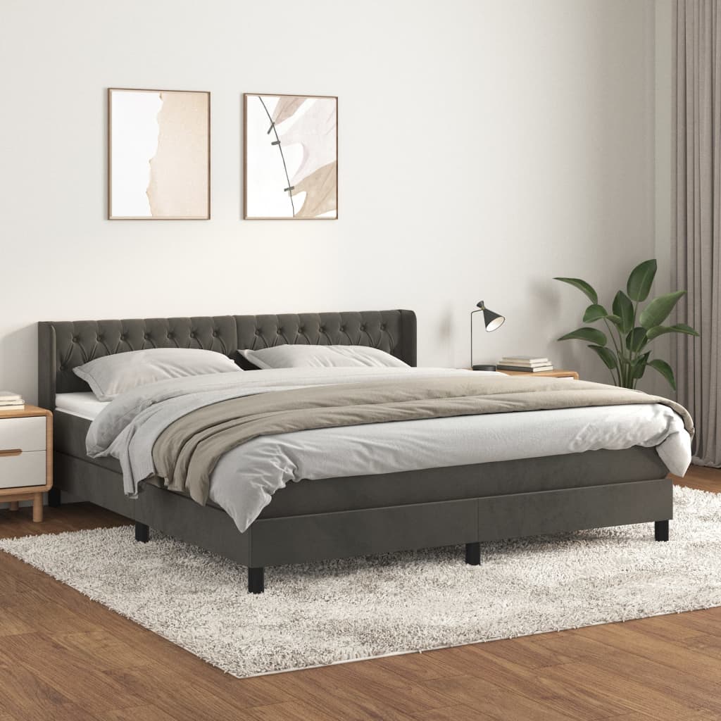 Sommier à lattes de lit et matelas Gris foncé 160x200cm Velours - XIOS