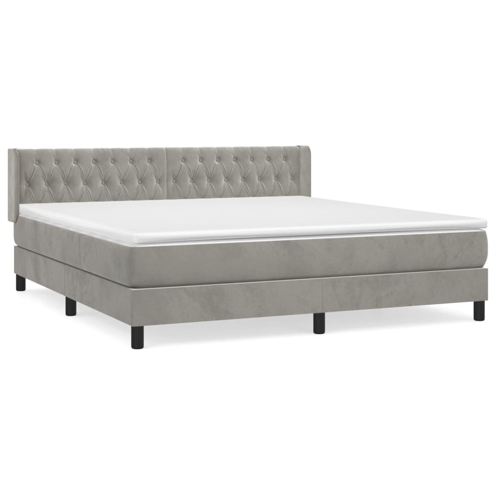 Sommier à lattes de lit et matelas Gris clair 180x200cm Velours - XIOS