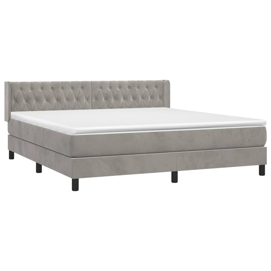 Sommier à lattes de lit et matelas Gris clair 180x200cm Velours - XIOS