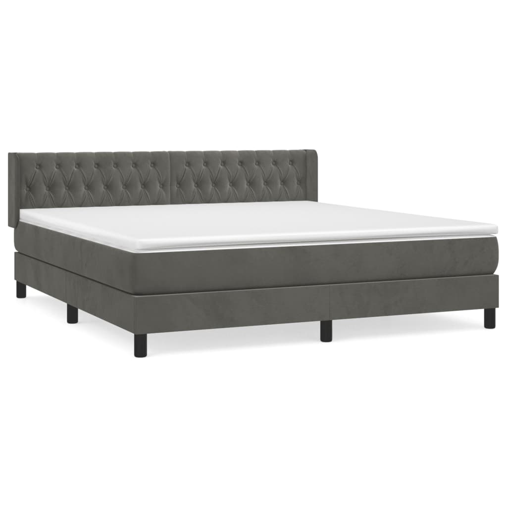Sommier à lattes de lit et matelas Gris foncé 180x200cm Velours - XIOS