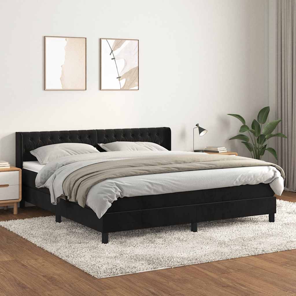 Sommier à lattes de lit avec matelas Noir 180x200 cm Velours - XIOS