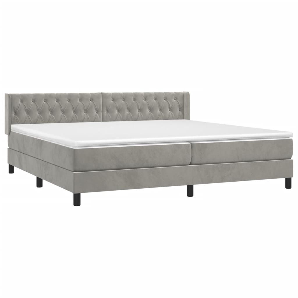 Sommier à lattes de lit et matelas Gris clair 200x200cm Velours - XIOS