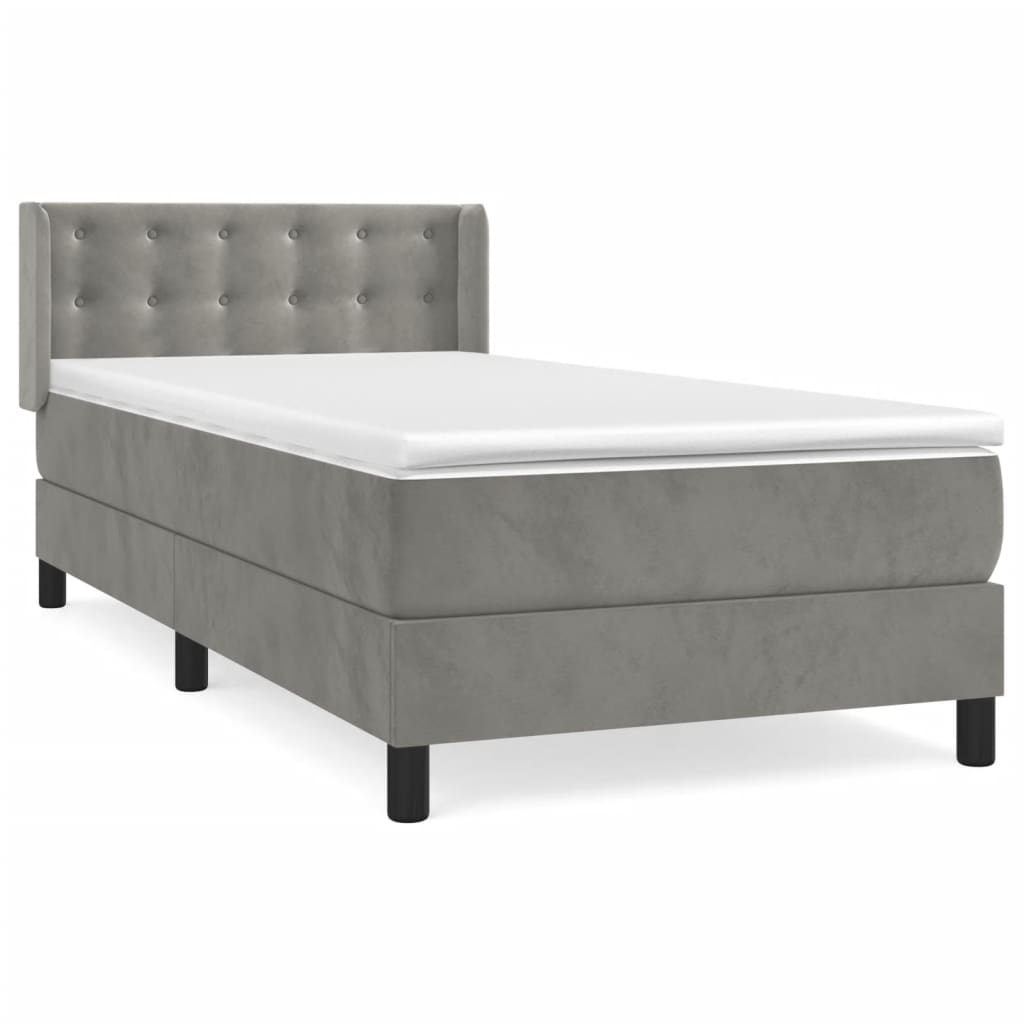 Sommier à lattes de lit et matelas Gris clair 80x200 cm Velours - XIOS