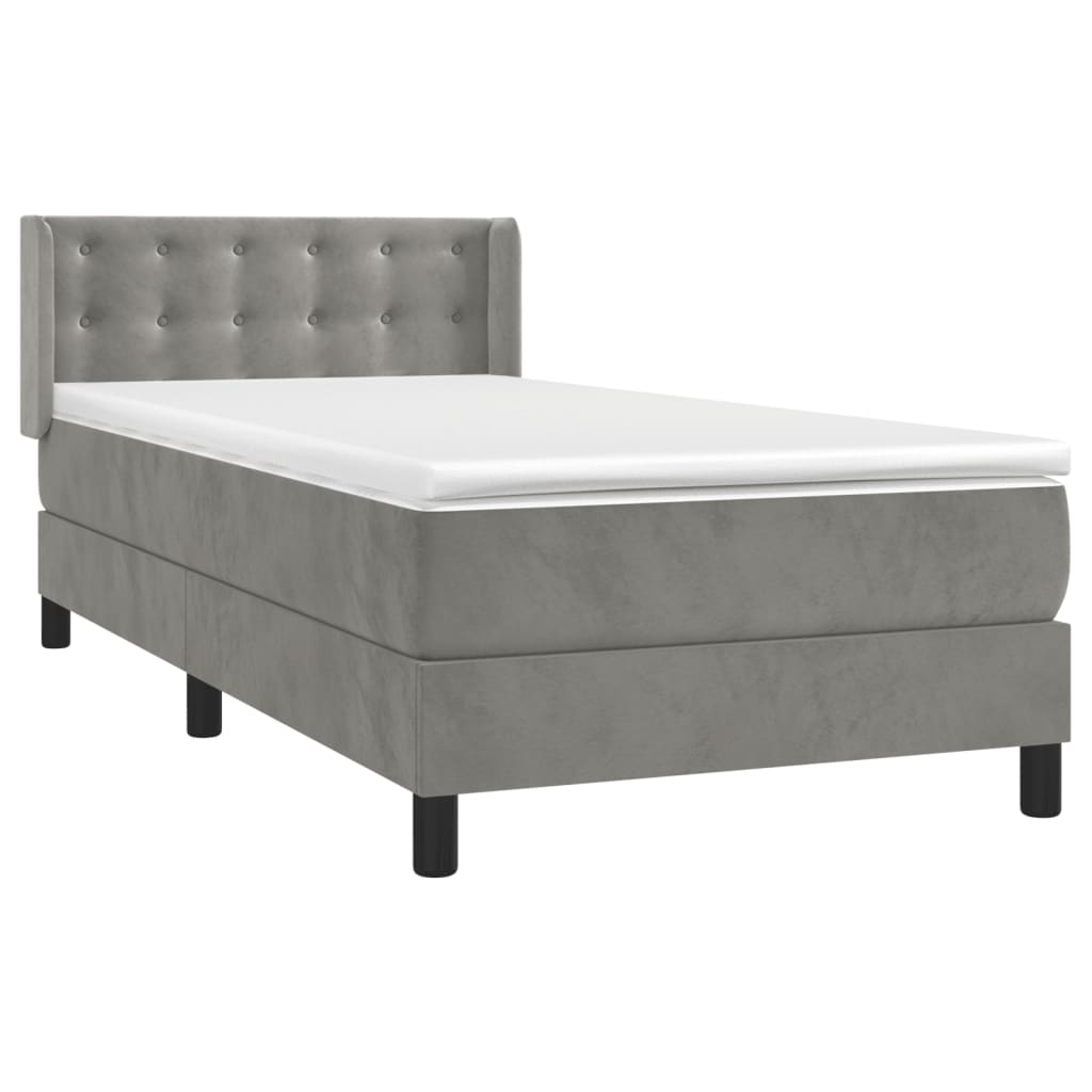 Sommier à lattes de lit et matelas Gris clair 90x190 cm Velours - XIOS