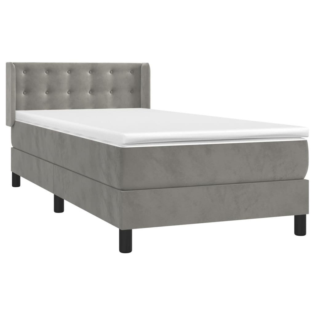 Sommier à lattes de lit et matelas Gris clair 90x200 cm Velours - XIOS