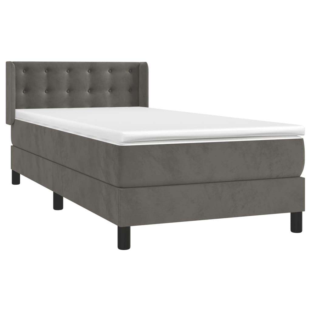 Sommier à lattes de lit et matelas Gris foncé 90x200 cm Velours - XIOS