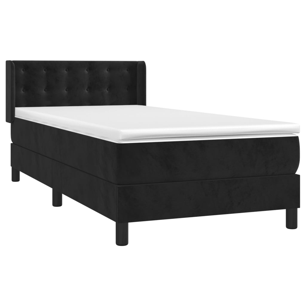 Sommier à lattes de lit avec matelas Noir 90x200 cm Velours - XIOS