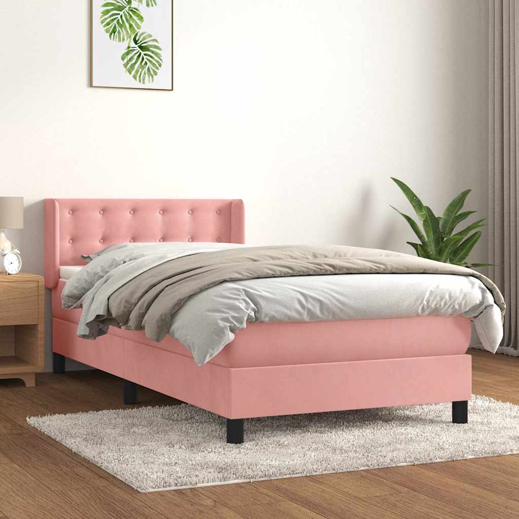 Sommier à lattes de lit avec matelas Rose 90x200 cm Velours