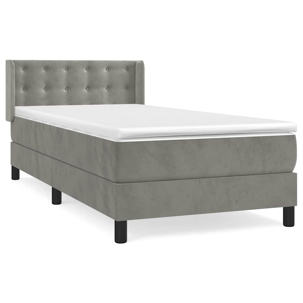 Sommier à lattes de lit et matelas Gris clair 100x200cm Velours