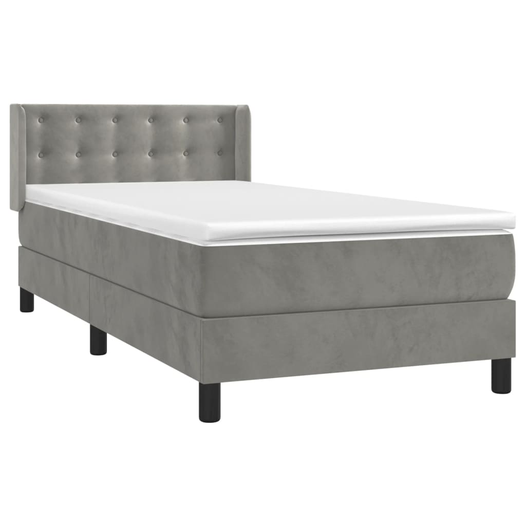 Sommier à lattes de lit et matelas Gris clair 100x200cm Velours - XIOS