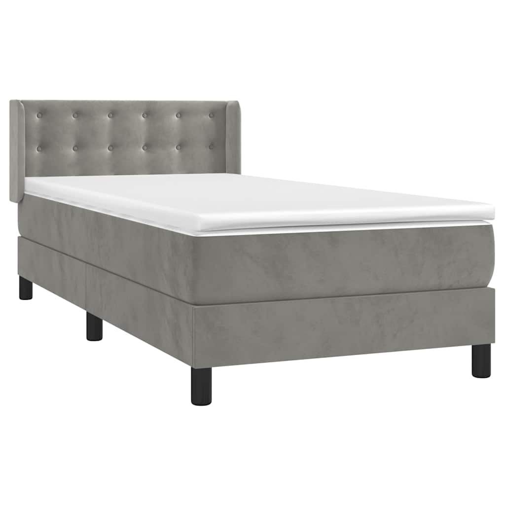 Sommier à lattes de lit et matelas Gris clair 100x200cm Velours