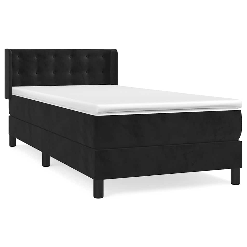 Sommier à lattes de lit avec matelas Noir 100x200 cm Velours - XIOS