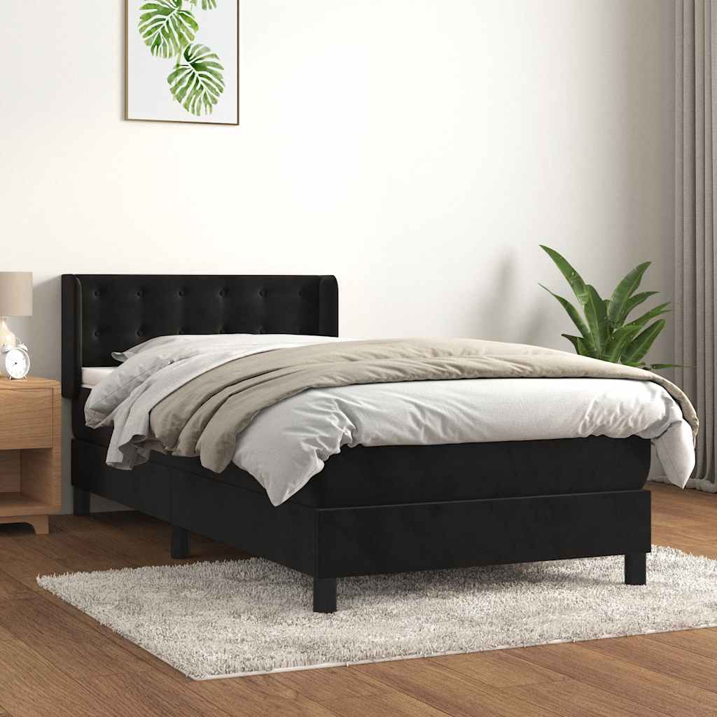 Sommier à lattes de lit avec matelas Noir 100x200 cm Velours - XIOS