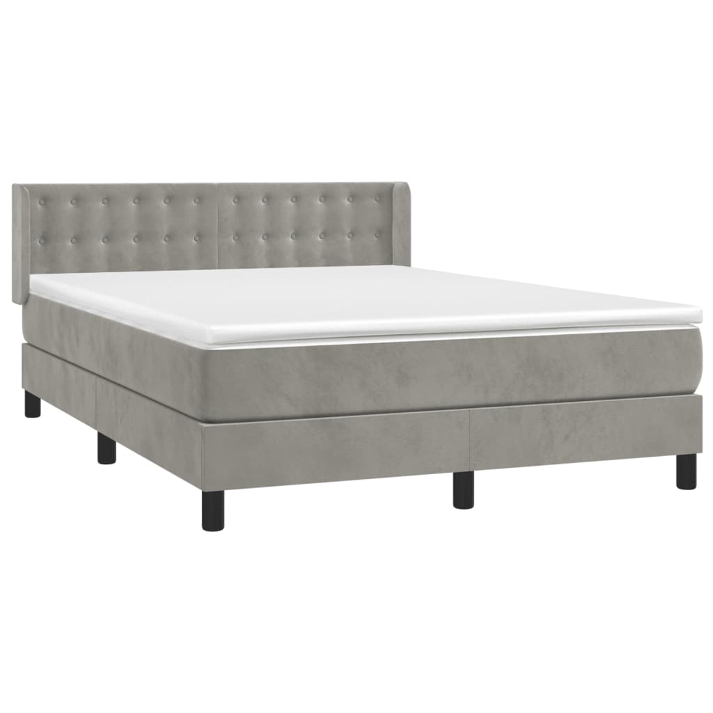 Sommier à lattes de lit et matelas Gris clair 140x190cm Velours - XIOS