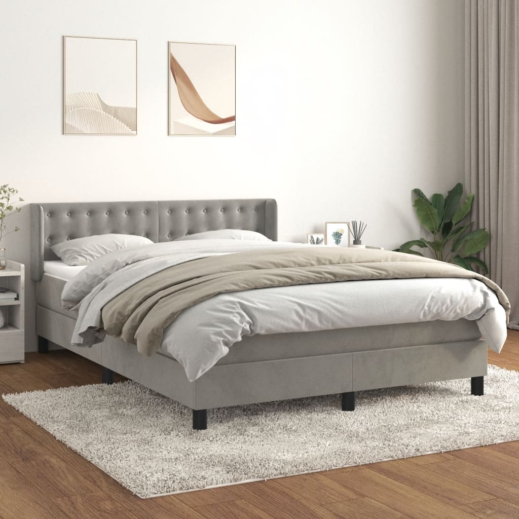 Sommier à lattes de lit et matelas Gris clair 140x190cm Velours - XIOS