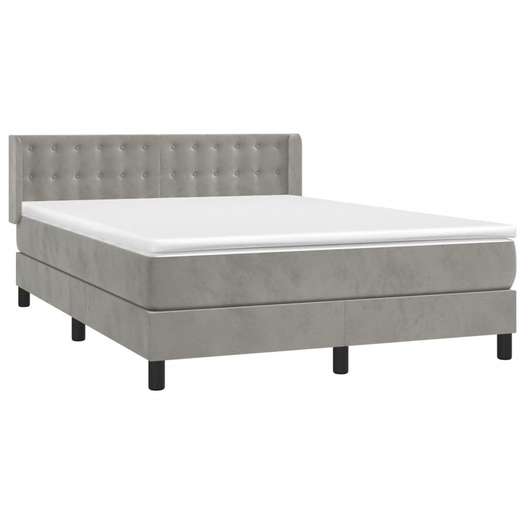 Sommier à lattes de lit et matelas Gris clair 140x200cm Velours - XIOS