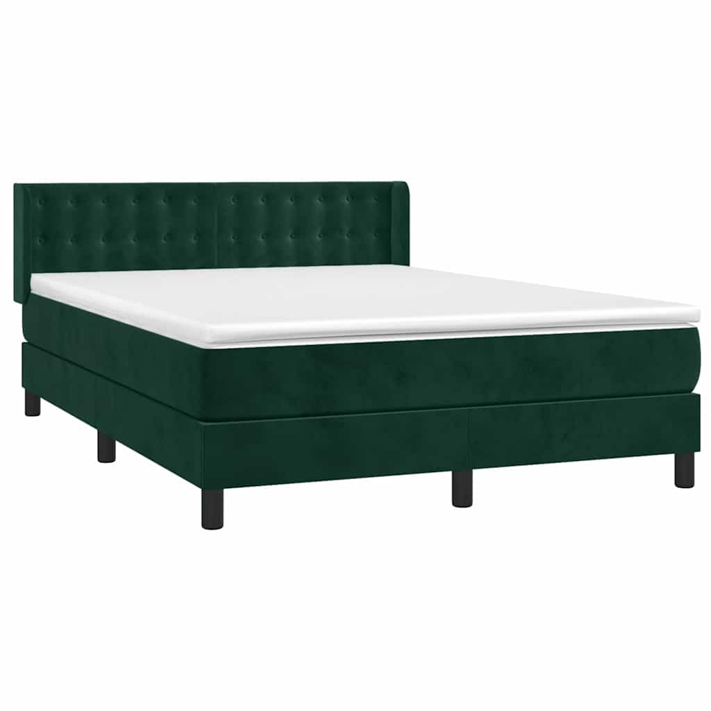 Sommier à lattes de lit et matelas Vert foncé 140x200cm Velours