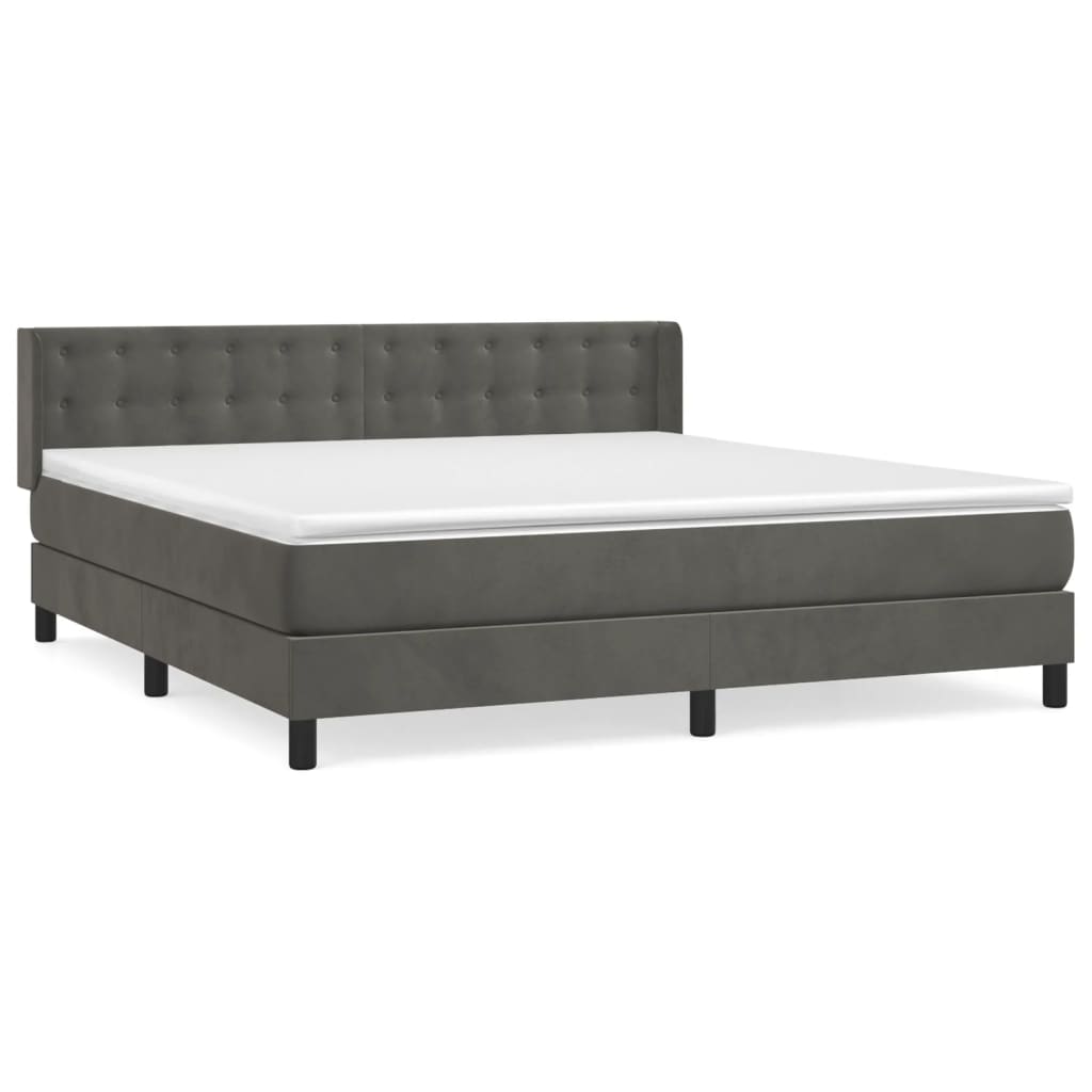 Sommier à lattes de lit et matelas Gris foncé 160x200cm Velours - XIOS