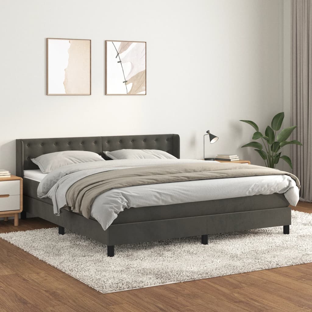 Sommier à lattes de lit et matelas Gris foncé 160x200cm Velours - XIOS