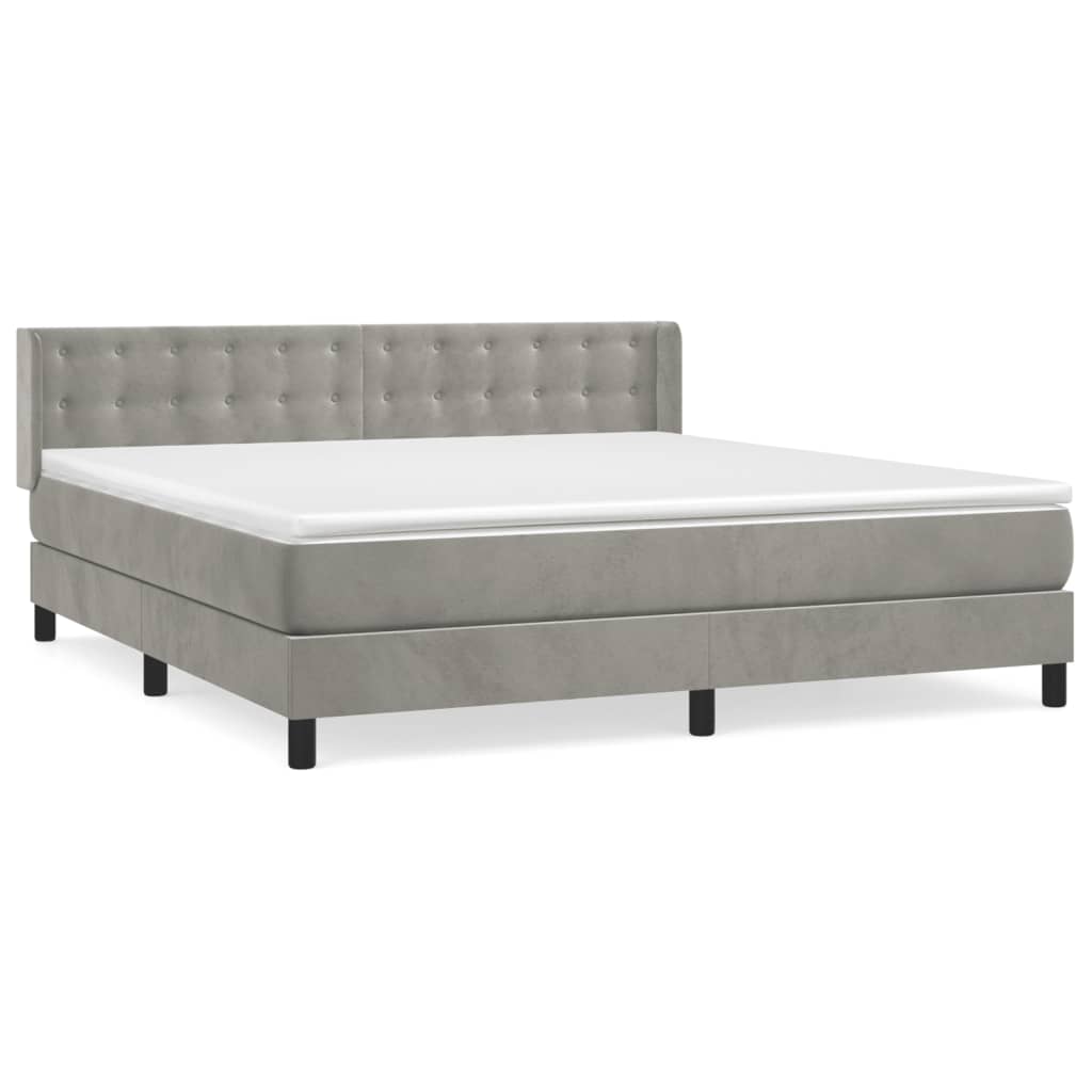 Sommier à lattes de lit et matelas Gris clair 180x200cm Velours - XIOS