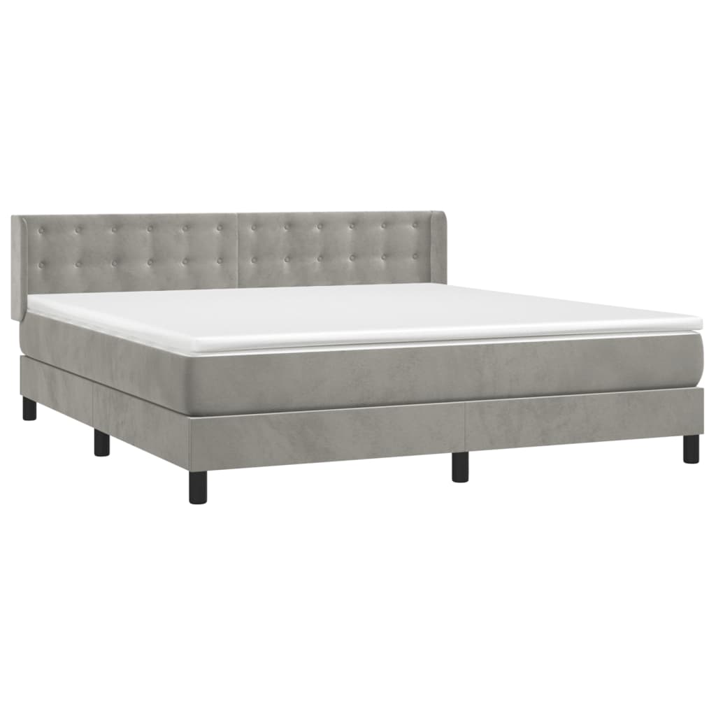 Sommier à lattes de lit et matelas Gris clair 180x200cm Velours - XIOS