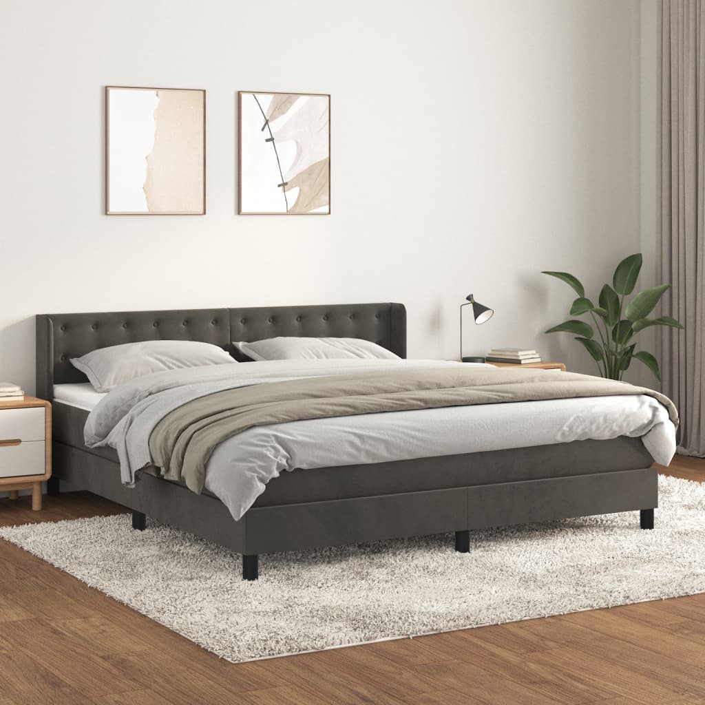 Sommier à lattes de lit et matelas Gris foncé 180x200cm Velours - XIOS