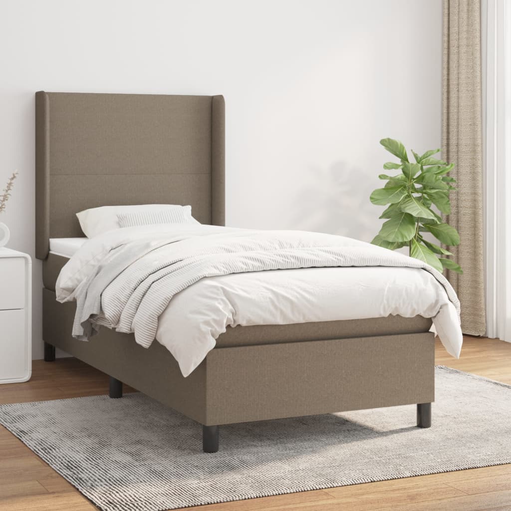Sommier à lattes de lit avec matelas Taupe 80x200 cm Tissu Lits & cadres de lit vidaXL